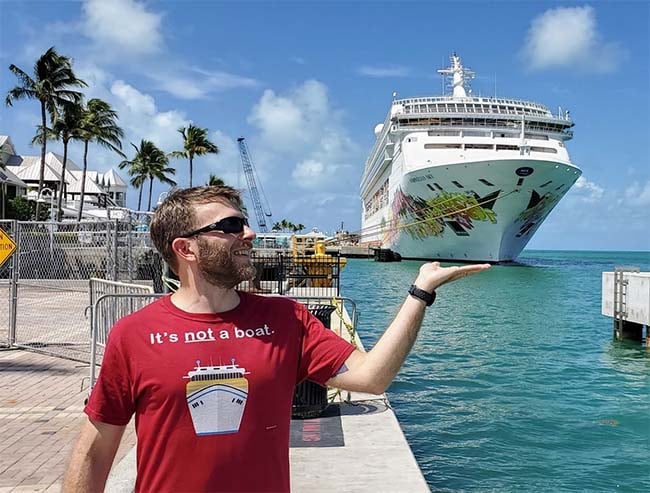 Billy in Front of NCL Sky in Key West After her 2019 Refurb